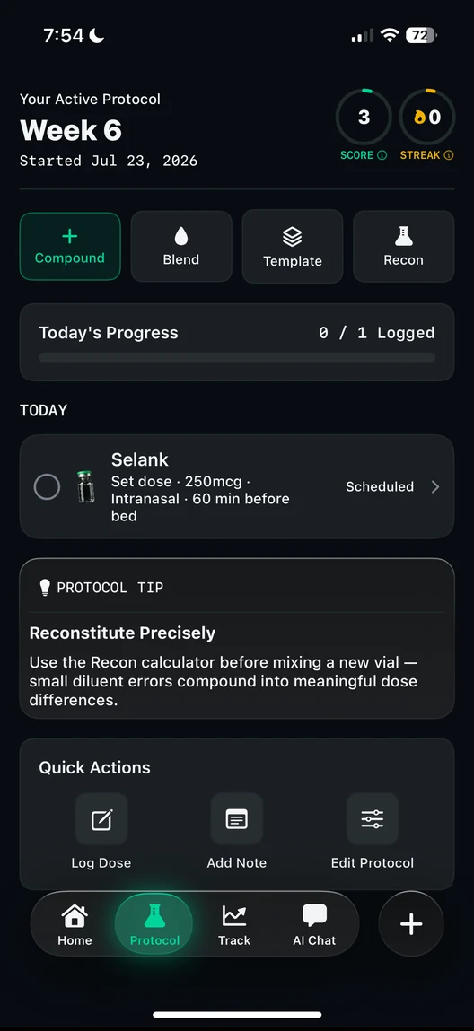 The PeptideAI protocol screen.