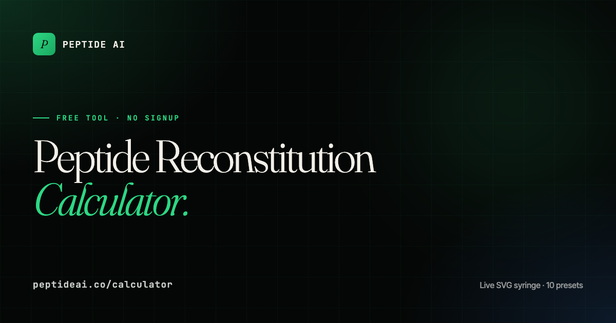 tirzepatide reconstitution calculator Peptide Reconstitution Calculator | Free Recon & Dose Tool